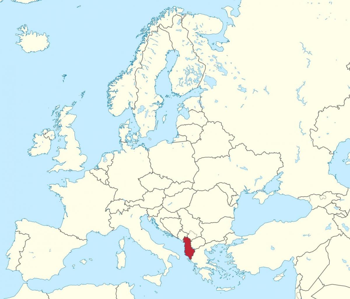 zemljevid Albanije o evropski