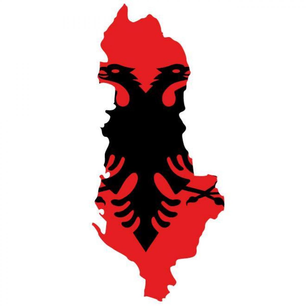 zemljevid Albanije zastavo
