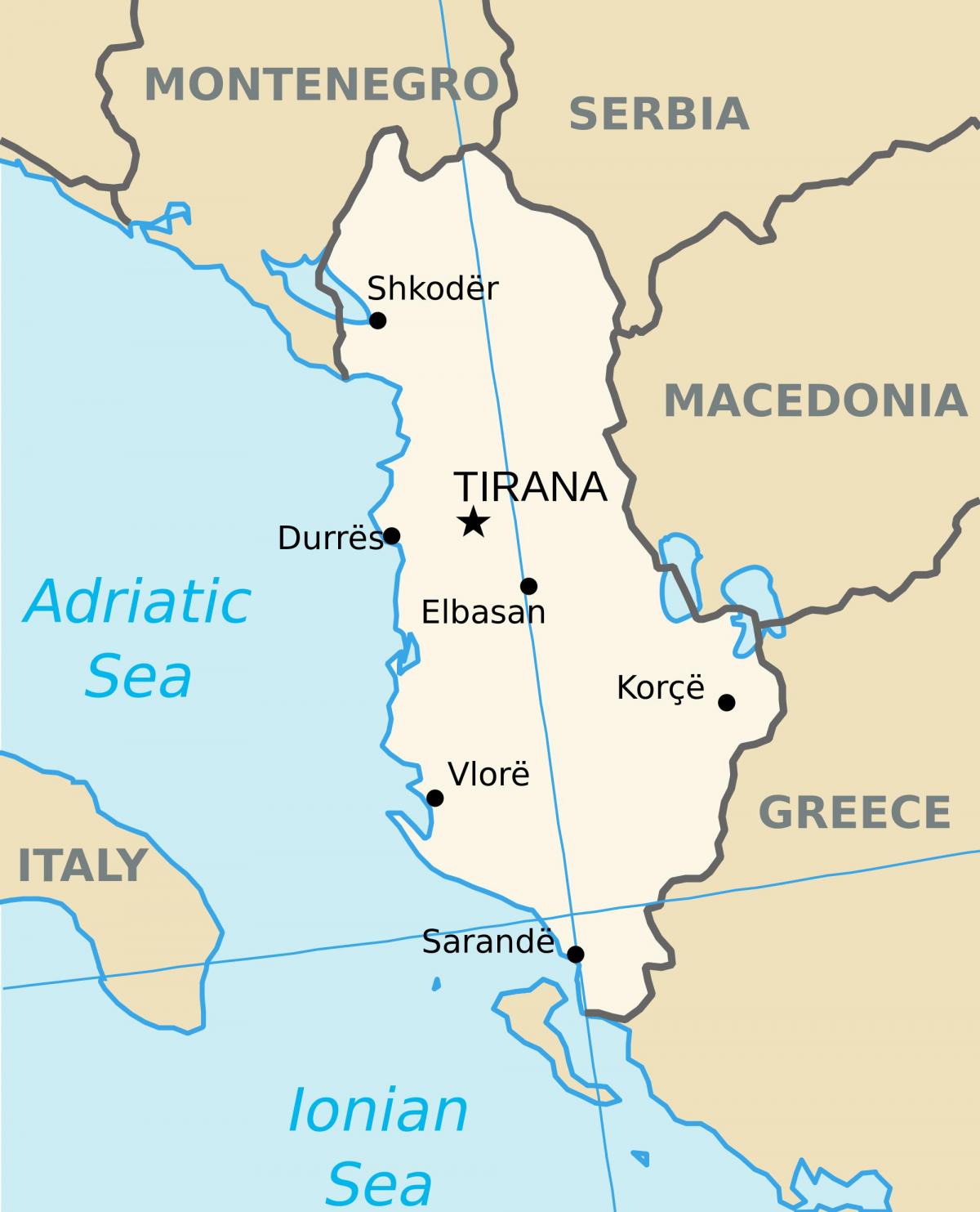 zemljevid saranda Albanija