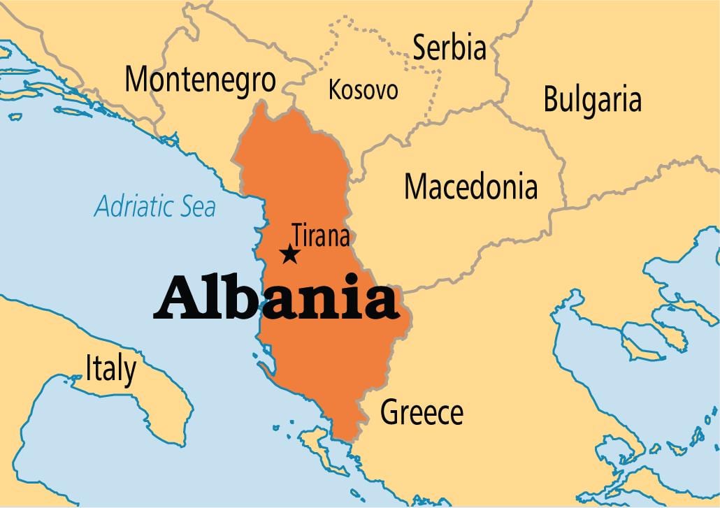 Albanija države zemljevid