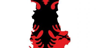 Zemljevid Albanije zastavo